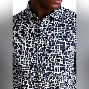 Karl Lagerfeld Paris Geometric Box Pattern Shirt Men’s Medium